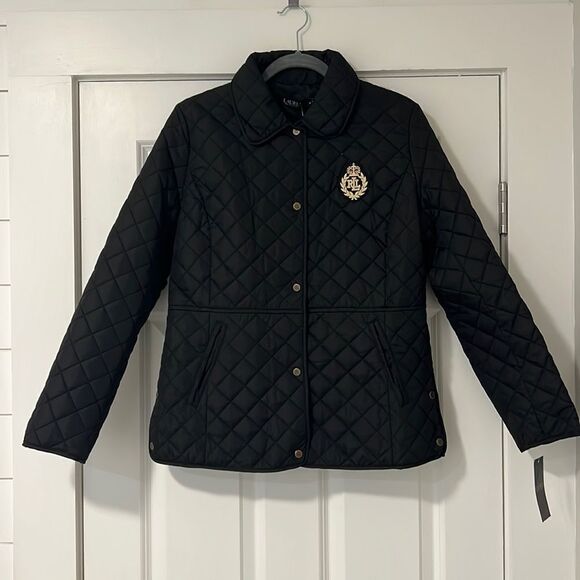 NWT Lauren Ralph Lauren Black Crest Patch Quilted Jacket - Picture 4 of 13